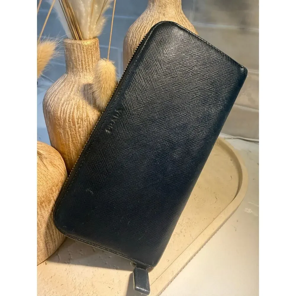Prada Saffiano Leather Zip-Around Long Wallet